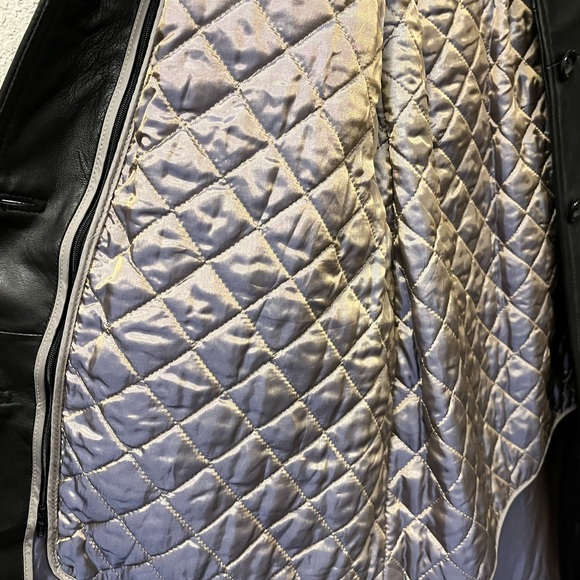 Thinsulate Black Leather Trench Coat - Picture 6 of 12